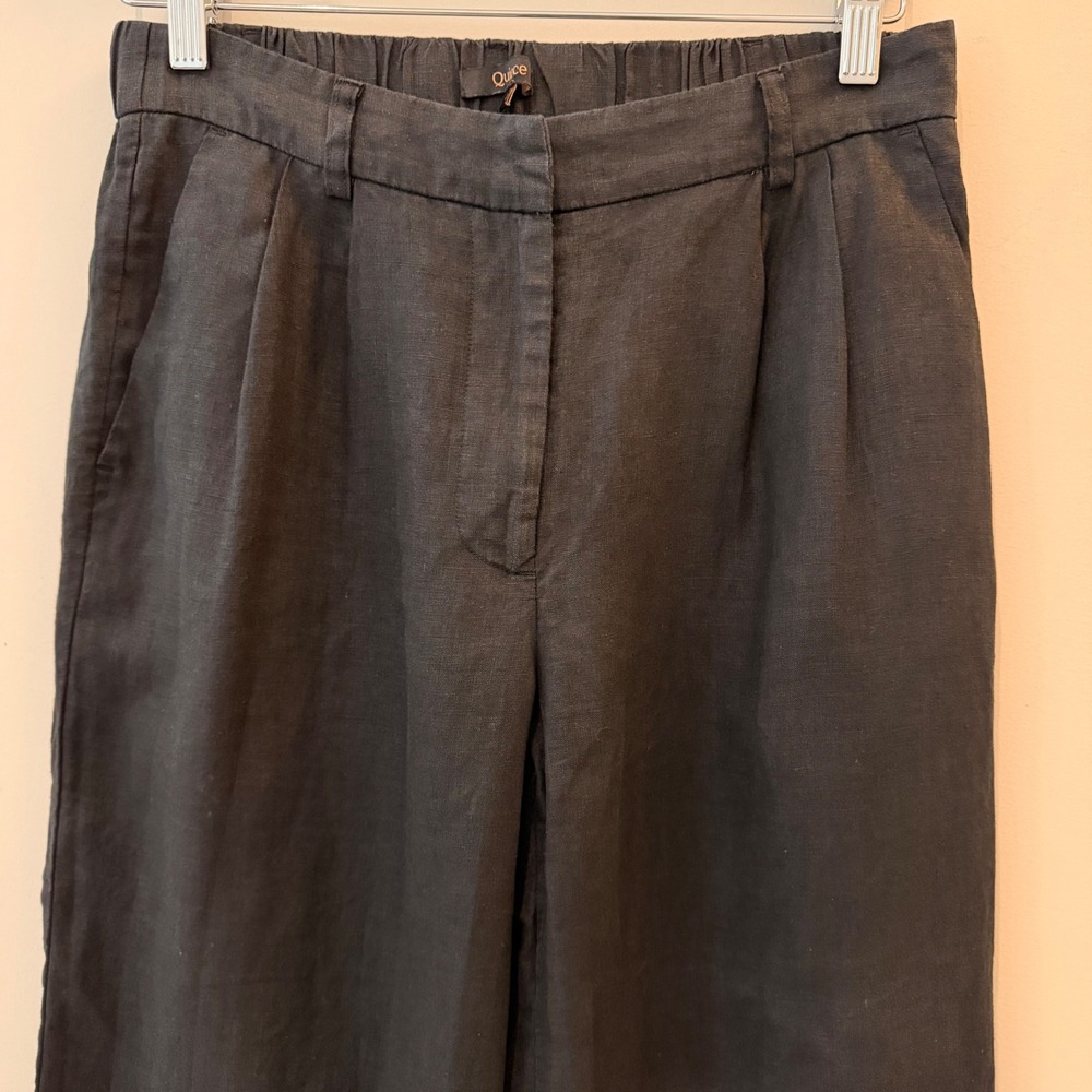 Quince 100% European Linen Pleated Trouser Pants Breathable Summer Black 4 EUC